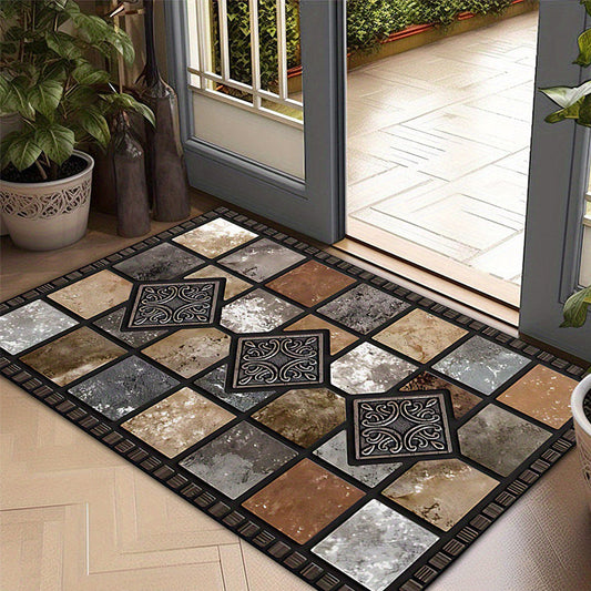 🚪 PROMO LIMITÉE 50% DE RÉDUCTION ! 🧱 Paillasson Motif Pierre Géométrique – Antidérapant, Absorbant & Déco Tendance 🏡