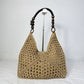 📢⏰ PROMO FLASH 50% ! Sac Fourre-Tout Tissé Artisanal – Motif Bicolore Unique, Poignées à Perles, Doublure Intérieure, Style Bohème Chic & Polyvalent 🧺