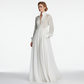 👗 PROMO LIMITÉE 50% DE RÉDUCTION ! ✨ Robe Maxi Blanche Élégante à Plis & Col Haut – Style Français & Taille Marquée 🌸