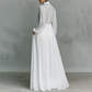 👗 PROMO LIMITÉE 50% DE RÉDUCTION ! ✨ Robe Maxi Blanche Élégante à Plis & Col Haut – Style Français & Taille Marquée 🌸
