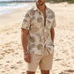 🏝️👔 PROMO FLASH 50% ! Set Vacances Homme – Chemise & Short Imprimé Tropical, Léger & Respirant – Look Plage & Détente ☀️