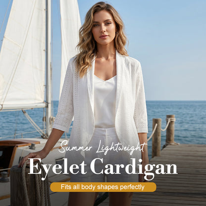 🧥 LIMITÉ : 50% DE RÉDUCTION ! ✨ Cardigan Léger à Œillets – Maille Ajourée, Vaporeux, Été ☀️