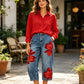 👖🌸 PROMO FLASH 50% ! Jean Large Femme Brodé Fleuri Artisanal – Coupe Tendance, Tissu Doux, Motifs Artistiques Unis, Silhouette Décontractée-Chic ✨