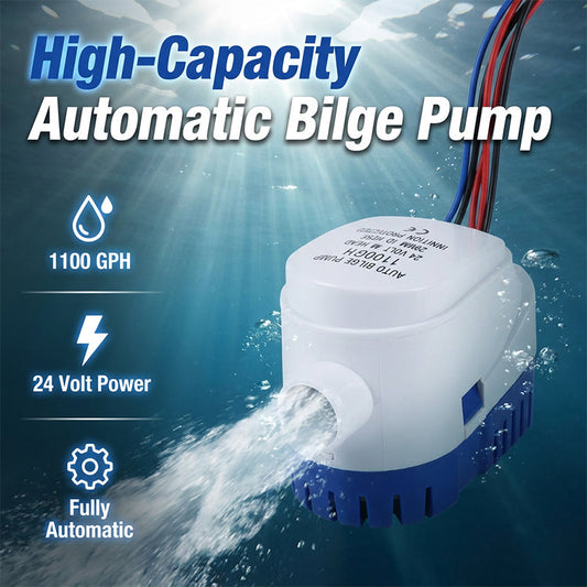 🚤💧 PROMO LIMITÉE 50% DE RÉDUCTION ! Pompe de Cale Automatique Haute Capacité – Interrupteur à Flotteur, 1100 GPH, 12V/24V, Protection Anti-Ignition