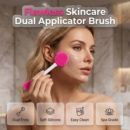 ⏳⏰ PROMO LIMITÉE 50% ! Brosse Applicateur Masque Visage en Silicone – Double Embout (Spatule + Poils), Texture Douce, Application Uniforme, Facile à Nettoyer 🪮