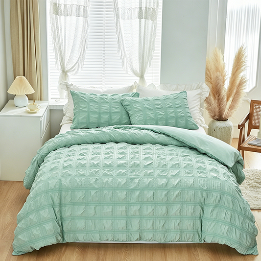 📢⏰🛏️ DERNIER JOUR 50% ! Housse de Couette 3 Pièces – Texture Plissée Élégante, 6 Couleurs, 7 Tailles, Lavable en Machine, Mélange de Fibres Premium 🌙