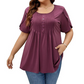 👚🌸 PROMO FLASH 50% ! T-shirt Femme à Plis Devant & Manches Bouffantes – Tissu Doux, Coupe Ample Flatteuse, Style Chic & Polyvalent pour le Bureau ou le Quotidien ✨