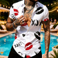 👔🔥 PROMO FLASH 50% ! Chemise Homme Imprimé Baisers XOXO – Tissu Léger Infroissable, Col Classique, Manches Courtes Décontractées 💋