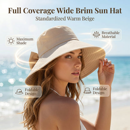 👒🌞 PROMO FLASH 50% ! Chapeau de Soleil Femme à Bords Extra Larges avec Nœud – Tissu Respirant, Flexible, 3 Couleurs, Couverture 360°, Parfait pour Plage, Voyage & Vacances 🌴