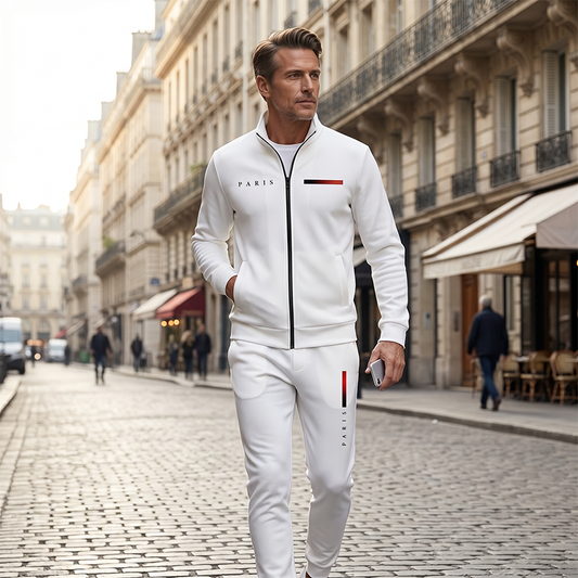 🧥🎨 PROMO LIMITÉE 50% ! Ensemble Homme 2 Pièces – Veste Zippée & Pantalon Imprimé, Tissu Doux, Coupe Décontractée, Style Urbain & Confortable 👔