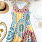 💐🌺 PROMO EXCEPTIONNELLE 50% ! Robe Femme Imprimée Sans Manches – Tissu Coton Léger, Tombé Fluide, Coupe Décontractée, Style Bohème & Polyvalent 💨