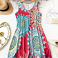 💐🌺 PROMO EXCEPTIONNELLE 50% ! Robe Femme Imprimée Sans Manches – Tissu Coton Léger, Tombé Fluide, Coupe Décontractée, Style Bohème & Polyvalent 💨