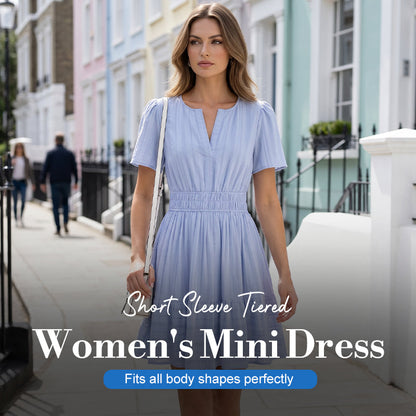👗🌸 PROMO FLASH 50% ! Mini-Robe Femme à Volants & Manches Courtes – Tissu Fluide Léger, Soldes 2026, Parfaite pour l'Été, Vacances ou Soirées Décontractées 🥳