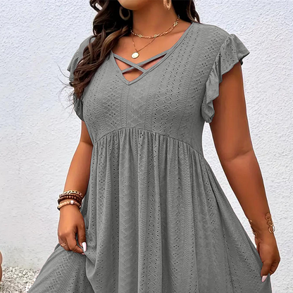 👗✨ PROMO FLASH 50% ! Robe Femme Col V avec Volants – Coupe Cintrée, Tissu Léger & Doux, Style Élégant & Polyvalent pour Toutes Occasions ✨