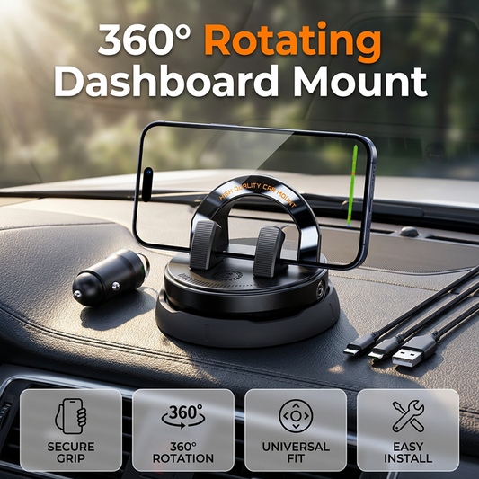 📱🔥 PROMO FLASH 50% ! Support Voiture Rotatif 360° – Base Silicone Anti-Dérapante, Mâchoires Réglables, Manipulation à une Main, Design Profil Bas pour Tous Smartphones 🚗
