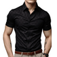 👔🍁 PROMO FLASH 50% ! Chemise Homme Noire Jacquard – Motif Losange Subtile, Coupe Athlétique Slim, Manches Courtes, Tissu Infroissable, 8 Tailles (jusqu'au 5XL) ✨
