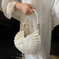 🐚✨ PROMO FLASH 50% ! Sac à Main Coquillage Tricot – Bretelles Duales (Chaîne Perles & Poignée Tressée), Léger, Style Bohème & Polyvalent 👒