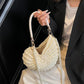 🐚✨ PROMO FLASH 50% ! Sac à Main Coquillage Tricot – Bretelles Duales (Chaîne Perles & Poignée Tressée), Léger, Style Bohème & Polyvalent 👒