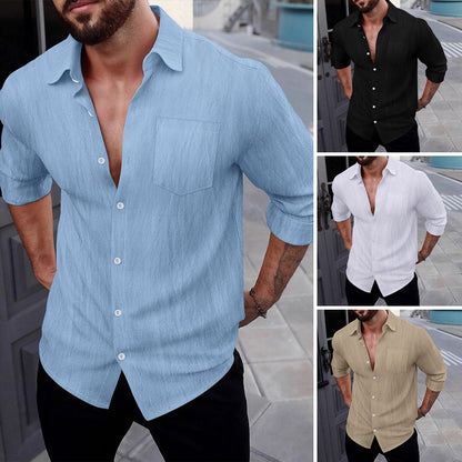 🌿👔 PROMO LIMITÉE 50% ! Chemise Homme Lin à Manches Longues – Boutonnage Classique, 4 Couleurs, 6 Tailles, Respirante & Intemporelle ✨