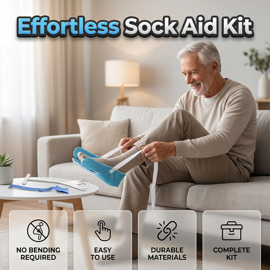 🩴🔧 PROMO LIMITÉE 50% ! Aide à l'Enfilage de Chaussettes & Chaussures avec Sangles de Tirage – Kit 3-en-1, Sans Pencher, Pour Mobilité Réduite, Convalescence ou Grossesse 👵