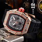 ⌚💎 PROMO FLASH 50% ! Montre Homme de Luxe Forme Tonneau avec Strass – Édition Limitée, Cadran Cristal, Design Unique & Élégant ✨