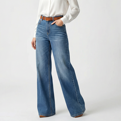 👖🌸 PROMO FLASH 50% ! Jean Femme Taille Haute & Jambe Large – Denim Coton de Haute Qualité, Coupe Vintage, Style Polyvalent pour Toutes Occasions ✨