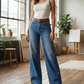 👖🌸 PROMO FLASH 50% ! Jean Femme Taille Haute & Jambe Large – Denim Coton de Haute Qualité, Coupe Vintage, Style Polyvalent pour Toutes Occasions ✨