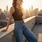 👖🌸 PROMO FLASH 50% ! Jean Femme Taille Haute & Jambe Large – Denim Coton de Haute Qualité, Coupe Vintage, Style Polyvalent pour Toutes Occasions ✨