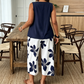 🌸🌺 PROMO FLASH 50% ! Ensemble 2 Pièces Femme – T-shirt Asymétrique & Pantacourt Imprimé Fleuri, Tissu Doux, Style Bohème Chic & Polyvalent ✨