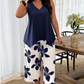 🌸🌺 PROMO FLASH 50% ! Ensemble 2 Pièces Femme – T-shirt Asymétrique & Pantacourt Imprimé Fleuri, Tissu Doux, Style Bohème Chic & Polyvalent ✨