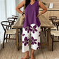🌸🌺 PROMO FLASH 50% ! Ensemble 2 Pièces Femme – T-shirt Asymétrique & Pantacourt Imprimé Fleuri, Tissu Doux, Style Bohème Chic & Polyvalent ✨