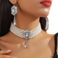 📢⏰ PROMO FLASH 50% ! Ensemble Collier Ras-du-Cou Cristal & Boucles d'Oreilles – Plusieurs Rangs, Cristaux Éclatants, Style Luxe & Élégant pour Soirées & Événements 💎