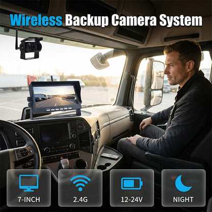🎥🚗 PROMO FLASH 50% ! Kit Caméra de Recul Sans Fil pour Camion/Bus – Moniteur 7 Pouces, Signal 2.4G, Compatible 12V-24V, 1 à 4 Caméras, Sécurité Manœuvre & Garantie 📡