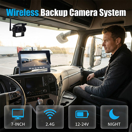 🎥🚗 PROMO FLASH 50% ! Kit Caméra de Recul Sans Fil pour Camion/Bus – Moniteur 7 Pouces, Signal 2.4G, Compatible 12V-24V, 1 à 4 Caméras, Sécurité Manœuvre & Garantie 📡