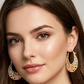 📢⏰ PROMO FLASH 50% ! Boucles d'oreilles Créoles Croissant Plaqué Or – Détails en Filigrane, Fleurs en Émail Rose & Bleu, Crochet Sécurisé, Style Bohème Chic ✨
