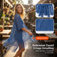 🌿✨ PROMO FLASH 50% ! Pareo/Poncho en Maille Ajourée pour Femme – Ouverture Avant, Pompons Bohème, Léger, Parfait pour la Plage, les Vacances ou le Quotidien 🏖️