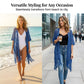 🌿✨ PROMO FLASH 50% ! Pareo/Poncho en Maille Ajourée pour Femme – Ouverture Avant, Pompons Bohème, Léger, Parfait pour la Plage, les Vacances ou le Quotidien 🏖️