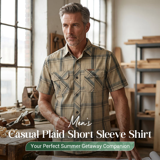 👔✨ PROMO FLASH 50% ! Chemise Homme à Manches Courtes à Carreaux – Tissu Léger & Respirant, Coupe Décontractée, 3 Couleurs, Tailles M-5XL, Style Casual Polyvalent 🌿