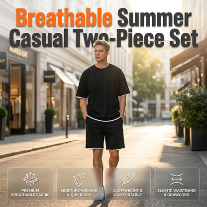 🎉 PROMO EXCEPTIONNELLE 50% DE RÉDUCTION ! 🌬️ Ensemble T-shirt & Short Homme Texturé Gaufre – Tissu Respirant Sensation Fraîche, Coupe Ample & Style Décontracté – Le Look Estival Ultime ☀️👕