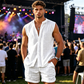 👕🌴 PROMO FLASH 50% ! Ensemble Homme Haut Sans Manches Boutonné + Short – Motif Texturé, Polyester Léger, 5 Coloris, Tailles S-2XL, Idéal Vacances ✨