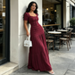 👗🍷 PROMO LIMITÉE 50% ! Ensemble Robe Femme 2 Pièces – Encolure Carrée, Tissu Froissé, Jupe Longue à Volants, Style Élégant & Bohème, 4 Couleurs 🍂