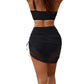 👙🌴 PROMO FLASH 50% ! Ensemble Bikini Deux Pièces Femme Uni – Décolleté en V, Tulle Transparent, Bas à Volants, Longueur Réglable, Style Sexy & Moderne pour la Plage 🏖️