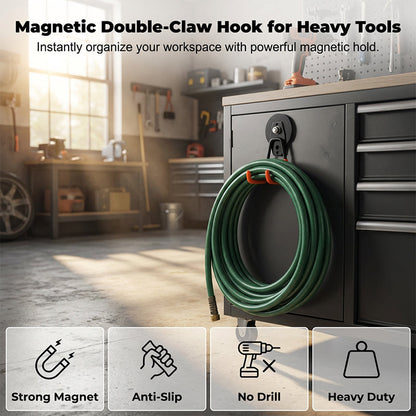 🧲🔧 PROMO FLASH 50% ! Crochet Double Magnétique Puissant – Revêtement Caoutchouc Anti-Rayures, Haltère jusqu'à 26kg, Pour Atelier, Garage & Cuisine 🏗️