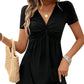 👗🎀 PROMO FLASH 50% ! Robe Femme sans Manches Col V & Nœud Avant – Coupe Ceinturée, Tissu Fluide, 5 Couleurs, 5 Tailles, Parfaite pour Brunch & Occasions Spéciales 🌺