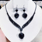 💎 Dernier Jour -50% ! ✨ Parure Bijoux Cœur Scintillant – Cristal Synthétique – Collier 31–40 cm + Boucles d’Oreilles – Noir/Multicolore – Élégante et Légère 💖