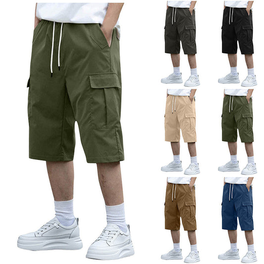 🩳🔥 PROMO FLASH 50% ! Short Cargo Décontracté Homme – Taille à Cordon, Multi-Poches, Tissu Léger, Coupe Détendue, 6 Couleurs, Parfait pour Randonnée & Été ☀️
