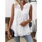 👗🌸 PROMO FLASH 50% ! Chemisier Femme sans Manches en Dentelle Florale – Col en V, Tissu Léger Respirant, Style Romantique & Élégant, Parfait pour Toutes Occasions ✨