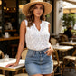 👗🌸 PROMO FLASH 50% ! Chemisier Femme sans Manches en Dentelle Florale – Col en V, Tissu Léger Respirant, Style Romantique & Élégant, Parfait pour Toutes Occasions ✨