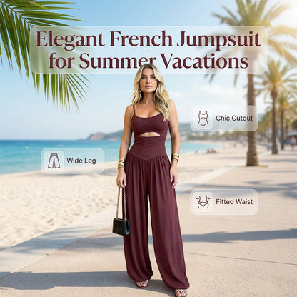 👗🌴 PROMO FLASH 50% ! Combinaison Femme sans Manches Jambes Larges – Découpe Chic, Nœud Dos Réglable, 5 Couleurs, Taille S-2XL, Élégante & Fluide ✨