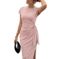 👗🎀 PROMO SPÉCIALE - ACHETEZ EN GROS ! Robe Midi Femme à Rayures avec Nœud Latéral – Tissu Doux, Coupe Élégante, 6 Couleurs, Taille S-XL, Parfaite pour Toutes Occasions ✨